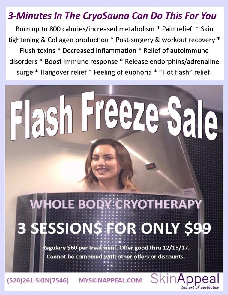 CRYOTHERAPY FLASH FREEZE SALE - 3 FOR $99